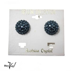 Vintage Bellini Blue Austrian Crystals Cluster Earrings Original Card - Hey Viv